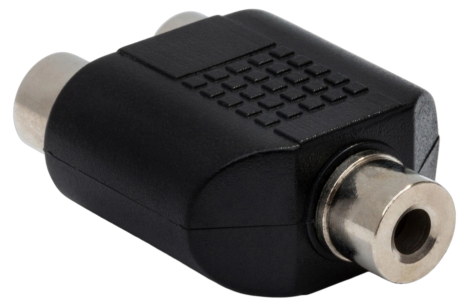 Hosa GRF-341 3.5mm TRS to Dual RCA Coupler Hosa GRF-341 audio coupler adapter connecting 3.5mm TRS jack to dual RCA connectors