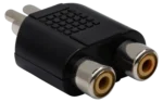 Hosa GRF-398 dual RCA to RCA adapter showing gold-plated connectors and compact design