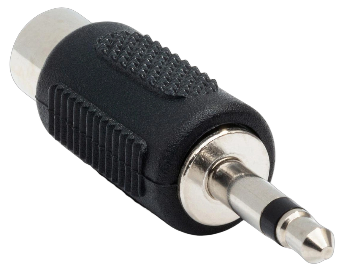 Hosa GRM-114 RCA to 3.5mm TS Adapter Connectors Hosa GRM-114 RCA to 3.5mm TS adapter pair showing gold-plated connectors and professional construction