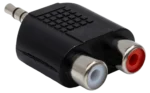 Hosa GRM-193 dual RCA to 3.5mm TRS adapter showing gold-plated connectors and cable terminations