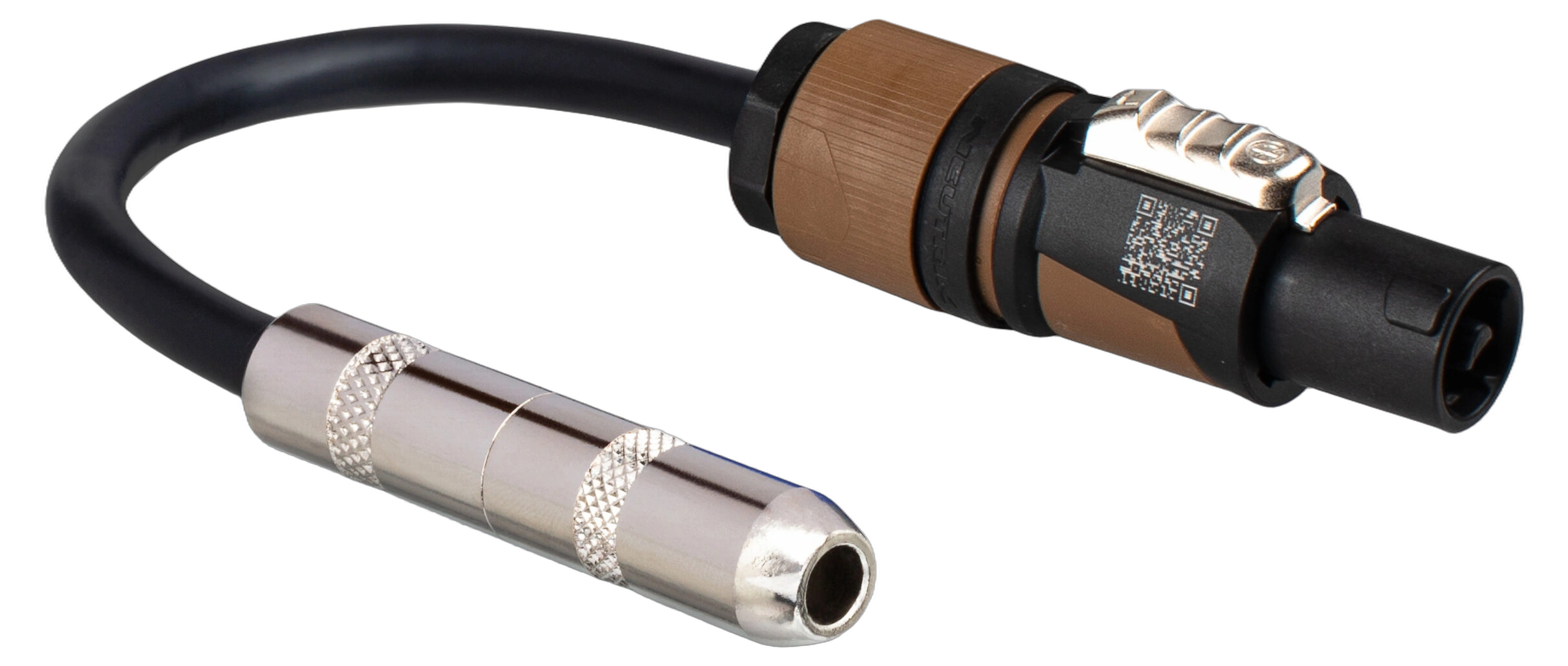 Hosa GSK-112 Speaker Adapter Cable Front View Hosa GSK-112 speaker adapter cable with 1/4 inch TS and Neutrik speakON connectors