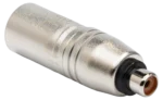Hosa GXM-133 adapter showing RCA input and XLR male output connectors with gold-plated contacts
