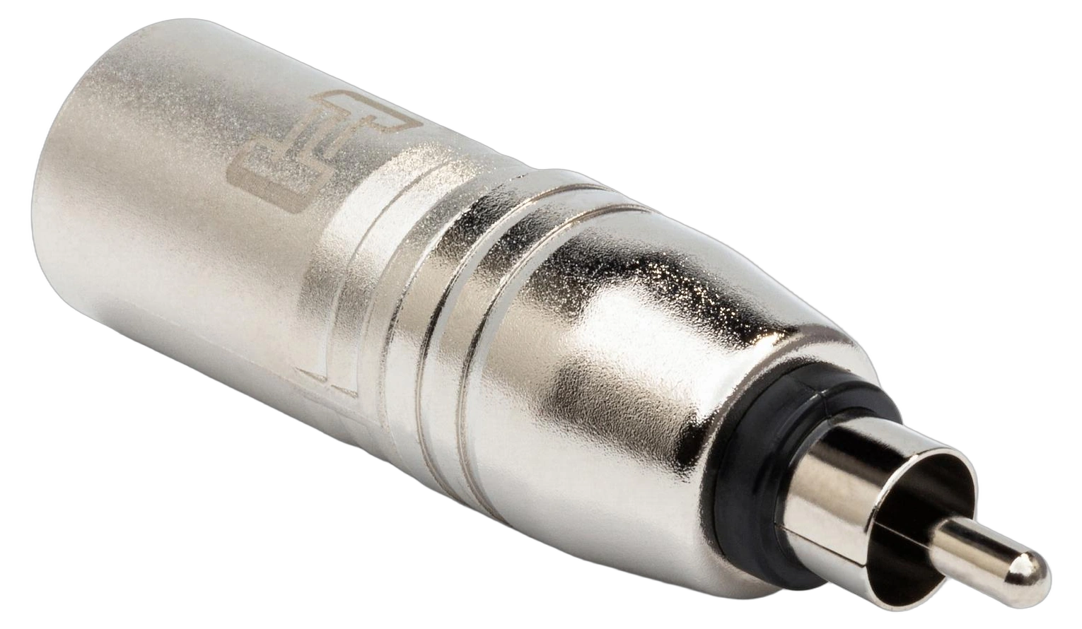 Hosa GXR-135 XLR Male to RCA Adapter Hosa GXR-135 XLR male to RCA adapter connector front view