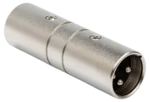 Hosa GXX-144 XLR male to male gender changer adapter connector front view
