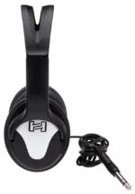 Hosa HDS-100 closed-design supra-aural headphones in use during audio monitoring session