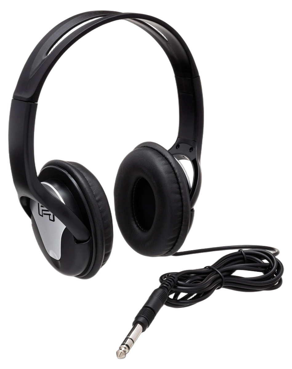 Hosa HDS-100 Stereo Headphones Front View Hosa HDS-100 closed-back supra-aural stereo headphones with padded ear cups and adjustable headband
