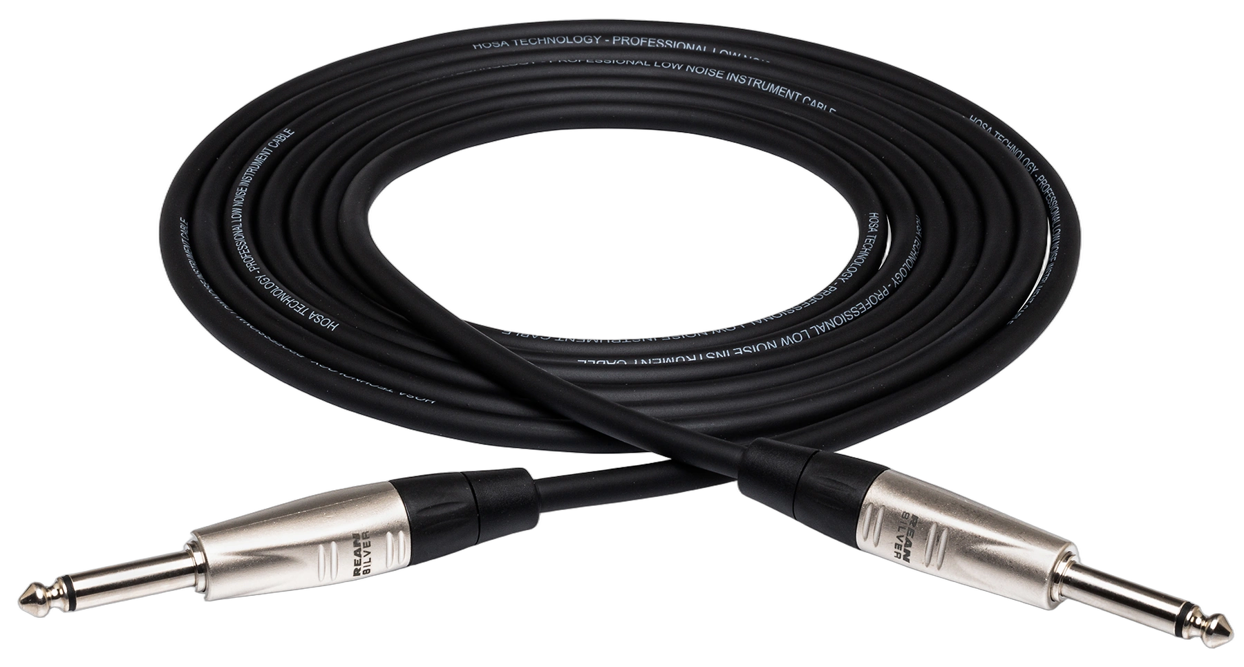 Hosa HPP-003 Pro Unbalanced Interconnect Cable Front Hosa HPP-003 professional unbalanced interconnect cable with Rean 1/4 inch TS connectors