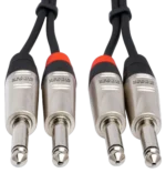 Hosa HPP-010X2 dual RCA to 1/4 inch TS pro stereo interconnect cable connectors detail