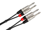 Hosa HPP-010X2 dual 1/4 inch TS stereo interconnect cable connectors and construction detail