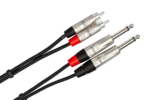 Hosa HPR-010X2 pro stereo interconnect cable with dual RCA connectors and 1/4 inch TS plugs