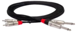 Hosa HPR-010X2 pro stereo interconnect cable with dual RCA and 1/4 inch TS connectors