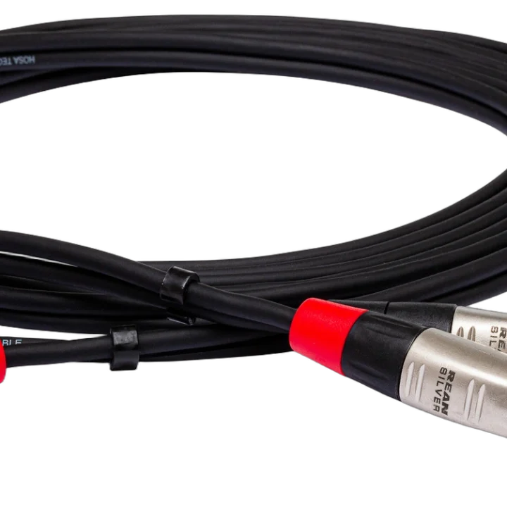 Hosa HPR-015X2 pro stereo interconnect cable with dual RCA and quarter-inch TS connectors