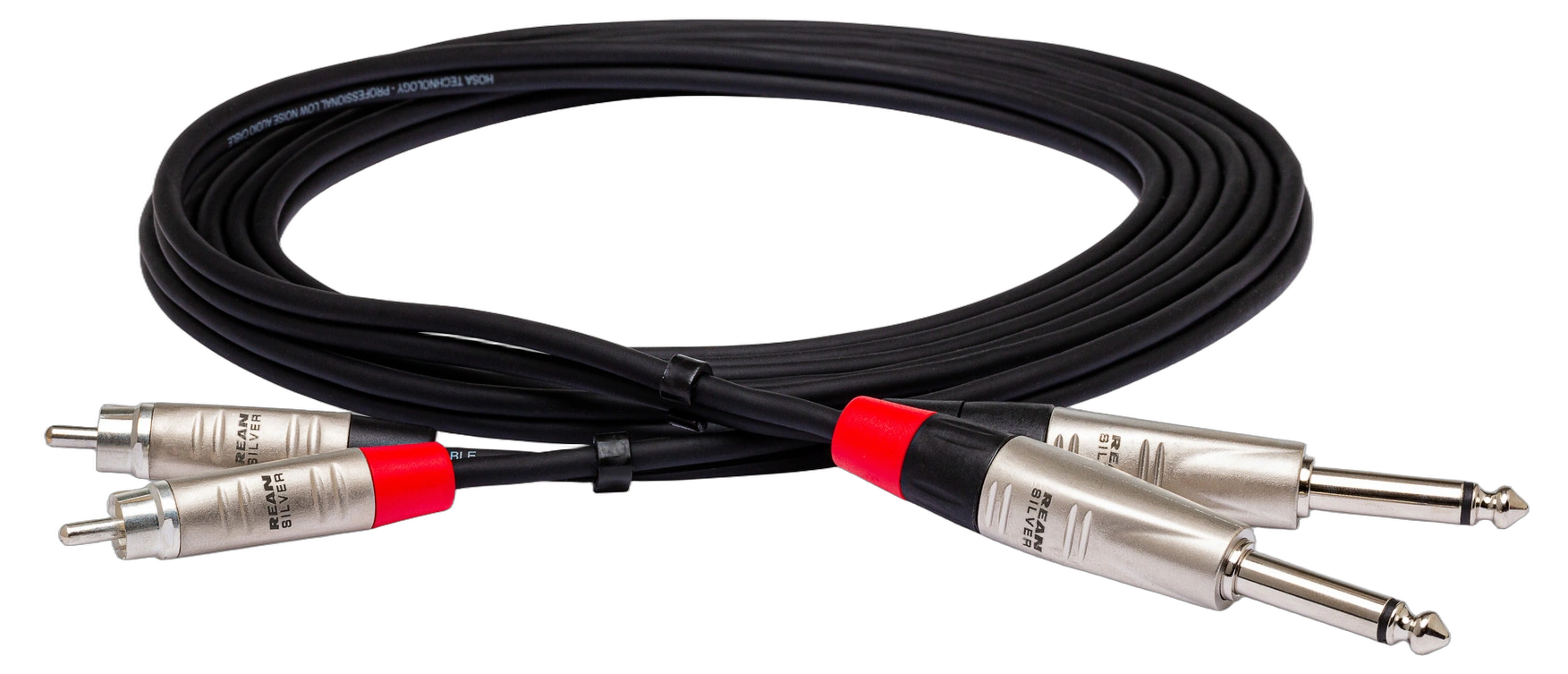 Hosa HPR-015X2 Pro Stereo Interconnect Cable 15ft Hosa HPR-015X2 pro stereo interconnect cable with dual RCA and quarter-inch TS connectors
