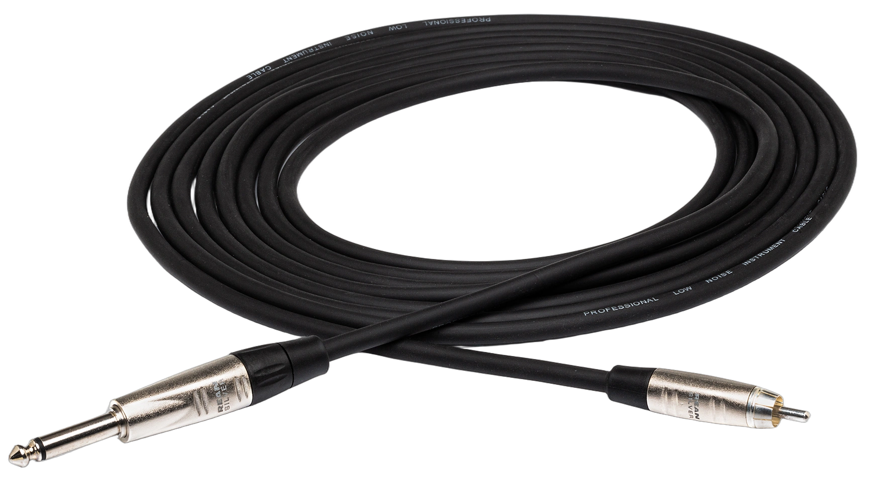 Hosa HPR-020 Pro Unbalanced Interconnect Cable Front Hosa HPR-020 pro unbalanced interconnect cable with Rean connectors, 20 feet length