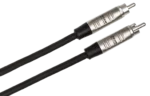 Hosa HRR-010 pro unbalanced RCA interconnect cable showing gold-plated Rean connectors and cable construction