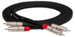 Hosa HRR-010X2 dual RCA to RCA stereo interconnect cable with gold-plated connectors, 10 feet