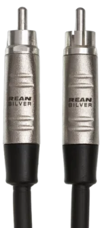 Hosa HRR-100 professional unbalanced interconnect cable with Rean RCA connectors close-up detail view
