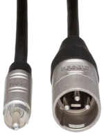 Hosa HRX-020 pro unbalanced interconnect cable connected between audio equipment in studio setup