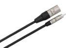 Hosa HRX-020 professional unbalanced interconnect cable with Rean RCA to XLR male connectors, 20-foot length detail view