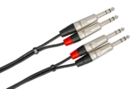 Hosa HSS-010X2 dual RCA to 1/4 inch TRS pro stereo interconnect cable connectors