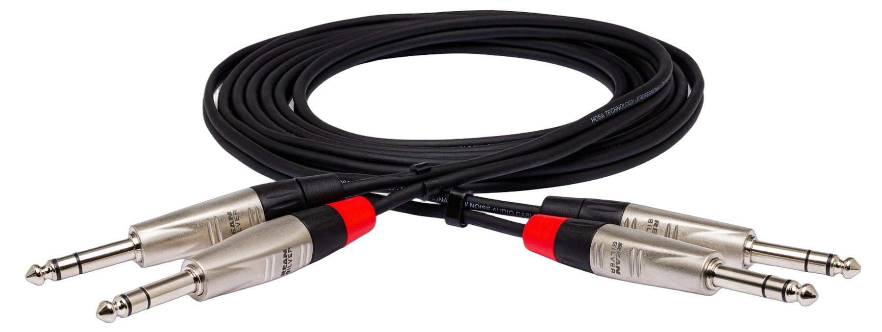 Hosa HSS-020X2 Pro Stereo Interconnect Cable 20ft Hosa HSS-020X2 professional stereo interconnect cable with dual RCA to 1/4 inch TRS connectors