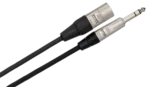 Hosa HSX-003 pro balanced interconnect cable showing Rean XLR male connector and 1/4 inch TRS connector detail