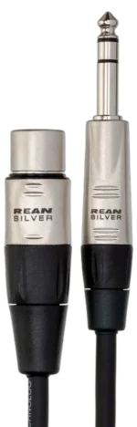 Hosa HXS-005 balanced interconnect cable showing Rean XLR female and 1/4 inch TRS connectors