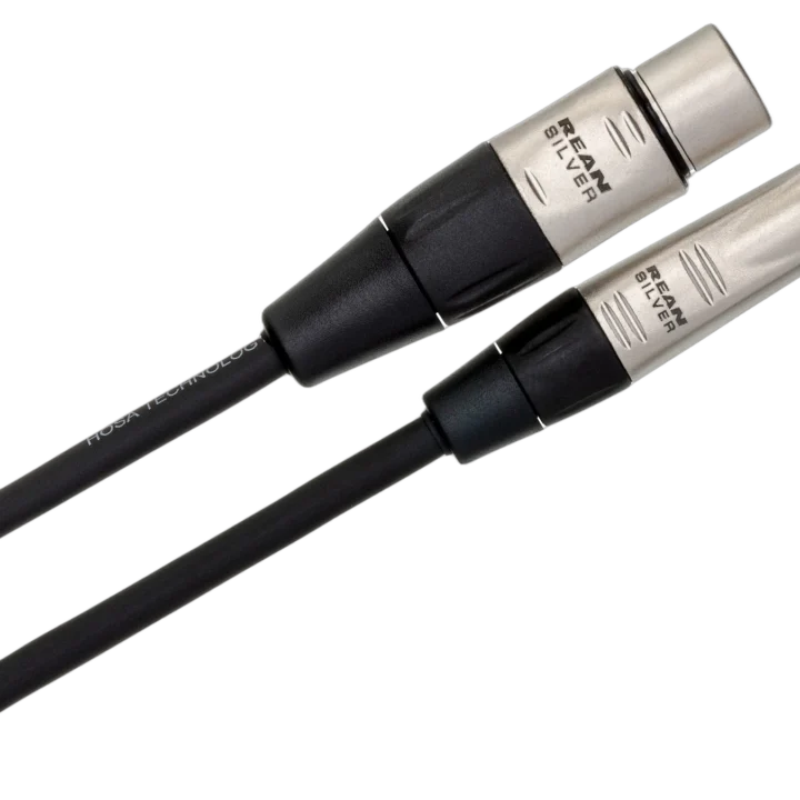 Hosa HXS-010 pro balanced interconnect cable showing Rean XLR female and quarter-inch TRS connectors