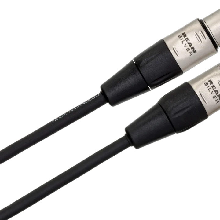 Hosa HXX-020 pro balanced interconnect cable with Rean XLR connectors close-up detail view