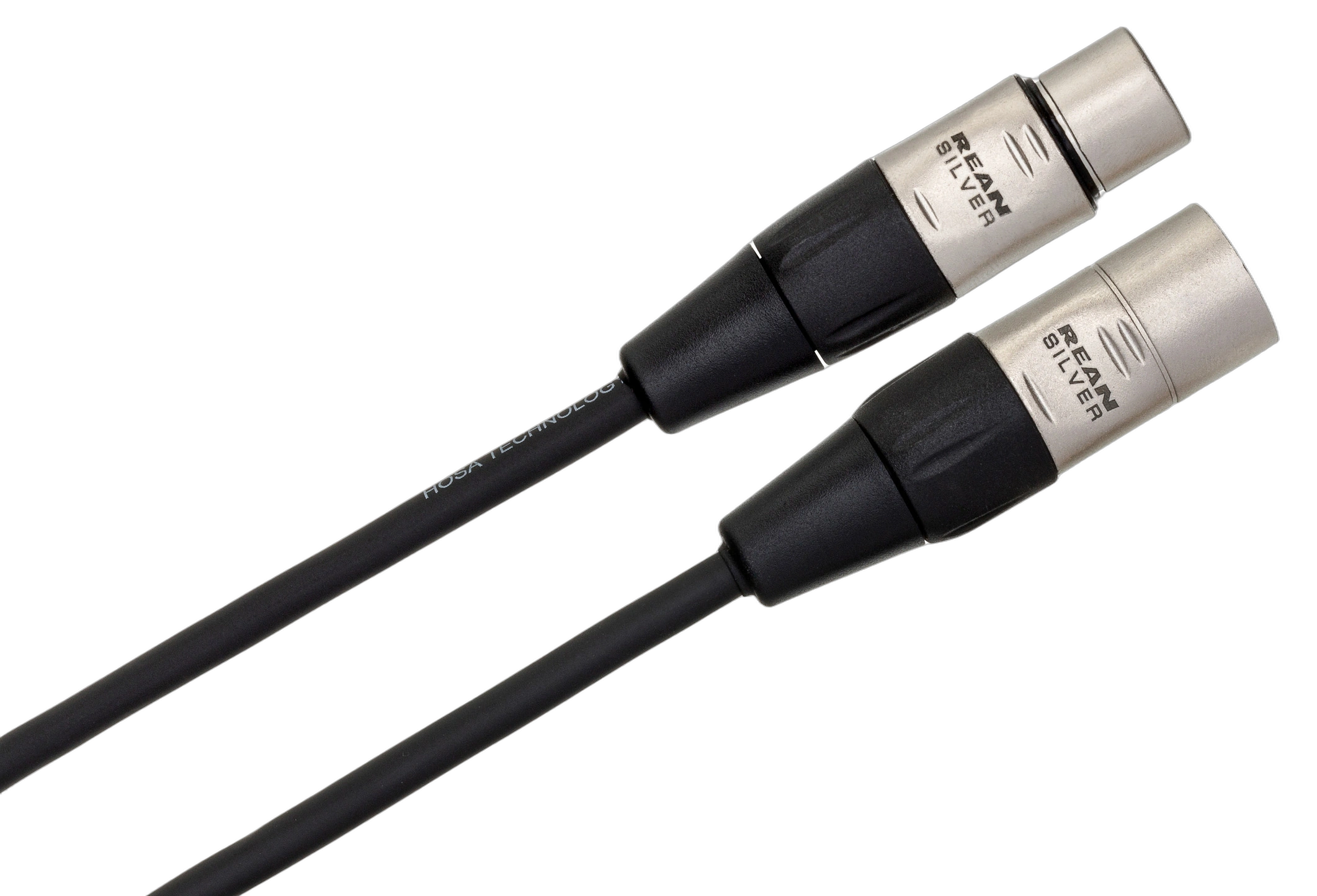 Hosa HXX-050 Pro Balanced XLR Interconnect Cable Detail Hosa HXX-050 professional balanced XLR interconnect cable connector detail showing Rean XLR connectors