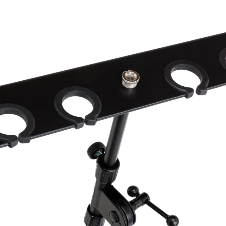 Hosa MMH-346 quad microphone holder with four adjustable clips mounted on stand