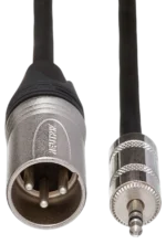 Hosa MMX-025 camcorder microphone cable connected to professional video recording setup with XLR connector