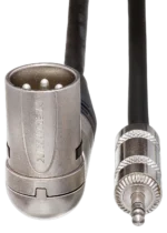 Hosa MMX-025 camcorder microphone cable coiled on professional audio equipment setup