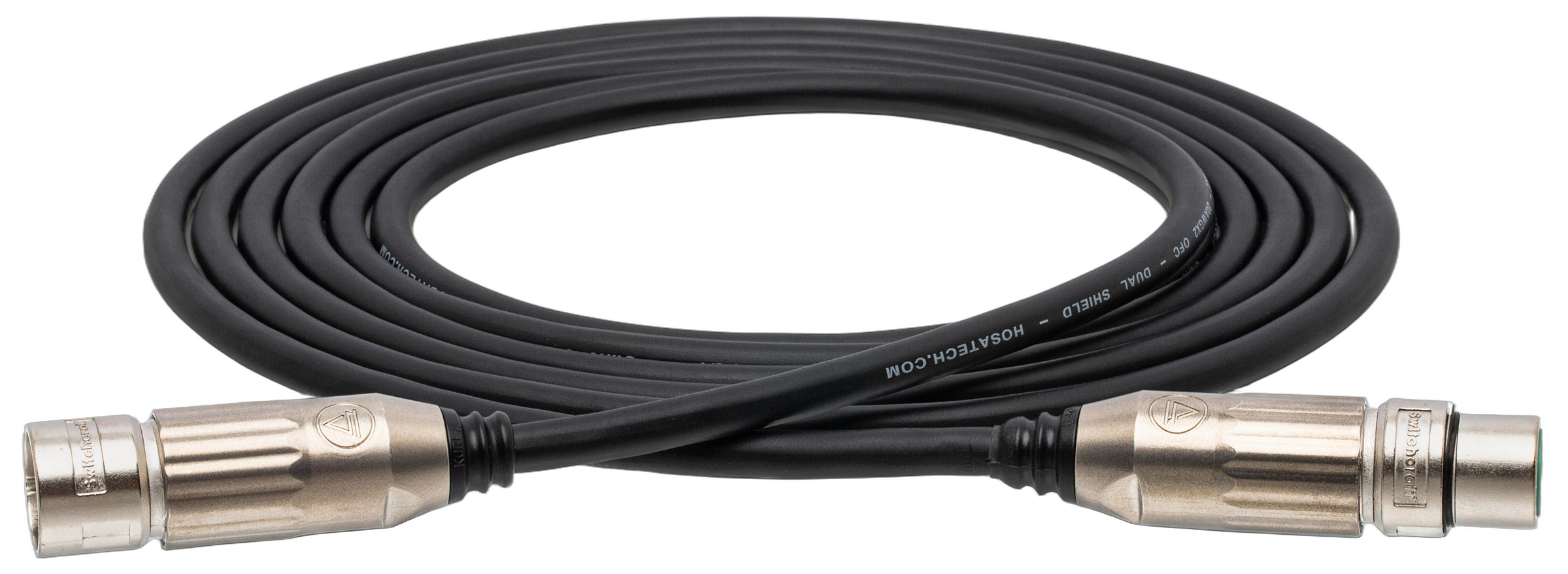 Hosa MSC-005 Microphone Cable XLR Connectors Front View Hosa MSC-005 5-foot microphone cable with Switchcraft XLR female to male connectors