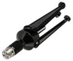 Hosa MST-224 desktop microphone stand mounted with microphone in home studio recording application
