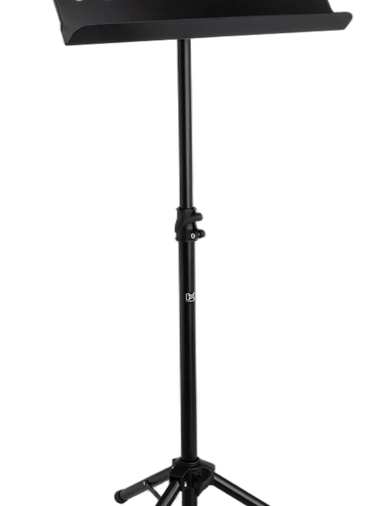 Hosa MUS-439 conductor-style music stand with black folding base and adjustable sheet music holder