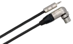 Hosa MXM-025 camcorder microphone cable showing Neutrik XLR female and 3.5mm TRS connectors