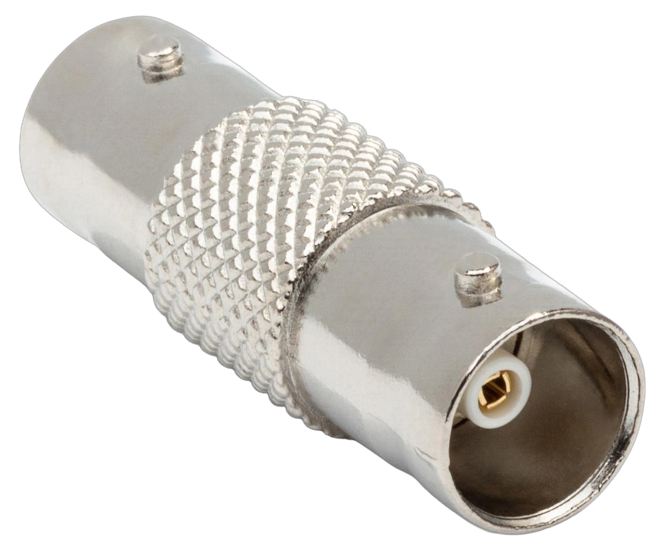 Hosa NBN-302 75-Ohm BNC Coupler Connector Hosa NBN-302 75-ohm BNC to BNC coupler connector, front view showing dual BNC ports