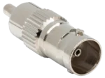 Hosa NBR-271 75-ohm adapter with BNC male connector and RCA female jack highlighted
