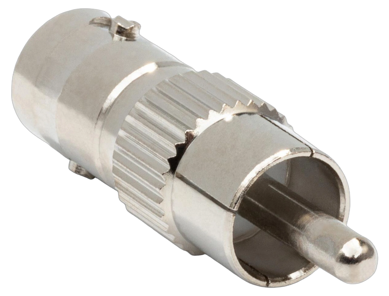 Hosa NBR-271 75-Ohm BNC to RCA Adapter Hosa NBR-271 75-ohm BNC to RCA adapter connector front view