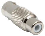 Hosa NBR-321 75-ohm BNC to RCA coupler adapter connector front view