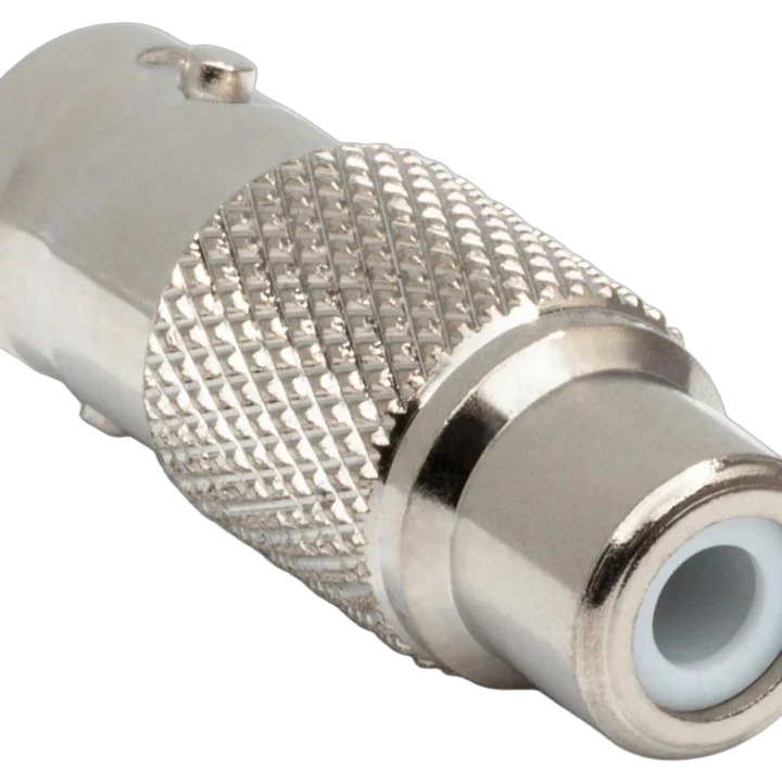 Hosa NBR-321 75-ohm BNC to RCA coupler adapter connector front view