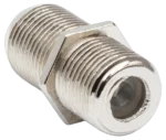Hosa NFF-339 75-ohm F-type coupler connected in professional audio video installation setup