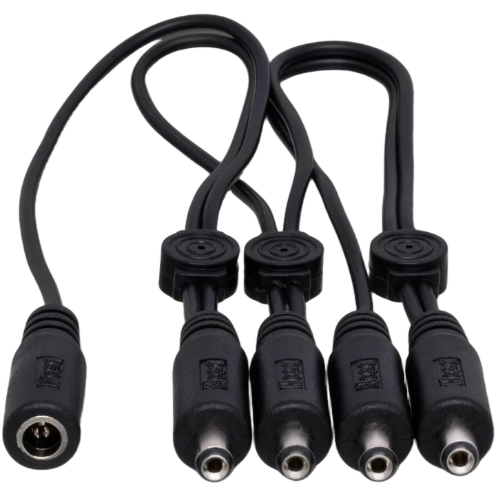 Hosa PDC-373 daisy chain extension cord with multiple outlet connectors and coiled cable design