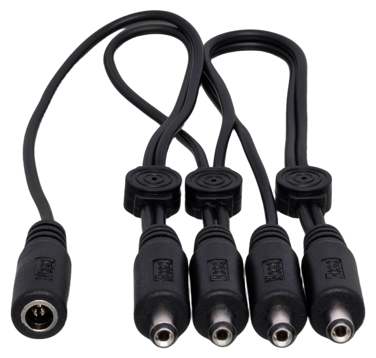 Hosa PDC-373 Daisy Chain Extension Cord Front View Hosa PDC-373 daisy chain extension cord with multiple outlet connectors and coiled cable design