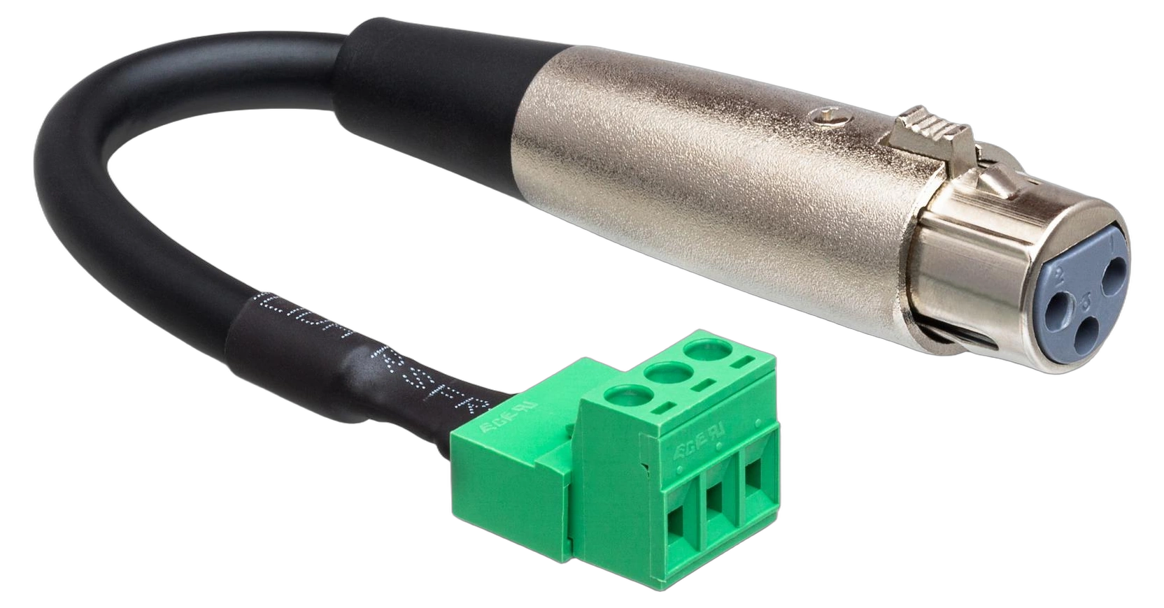 Hosa PHX-106F-BULK XLR Female to PHX3M Adapter Cable Hosa PHX-106F-BULK low-voltage adapter cable with XLR female connector and PHX3M male connector, 6-inch length