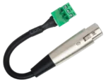 Hosa PHX-106F-BULK low-voltage adapter showing XLR female connector and PHX3M male connector detail