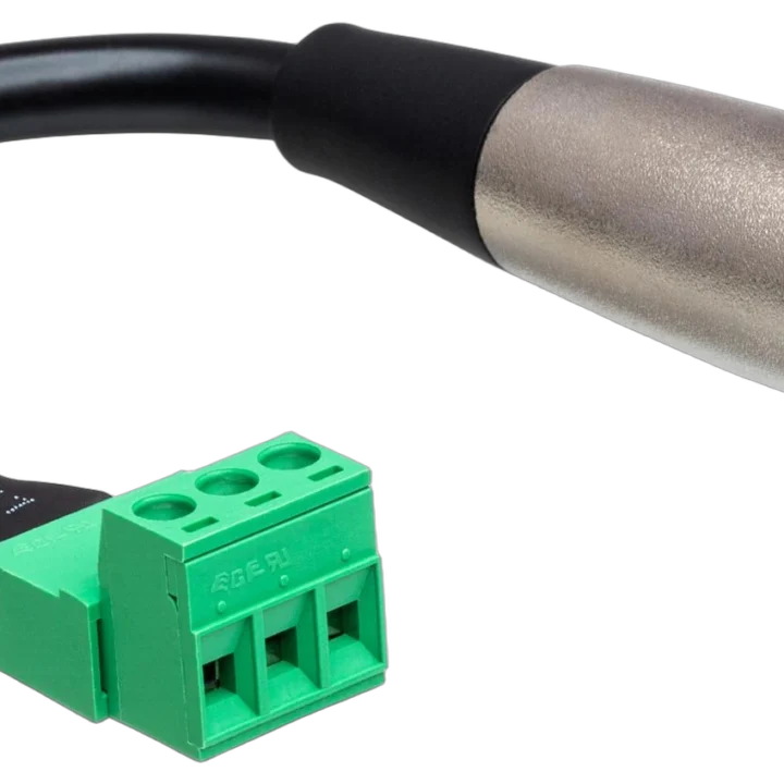 Hosa PHX-106M low-voltage adapter cable with PHX3M to XLR male connectors, 6-inch length