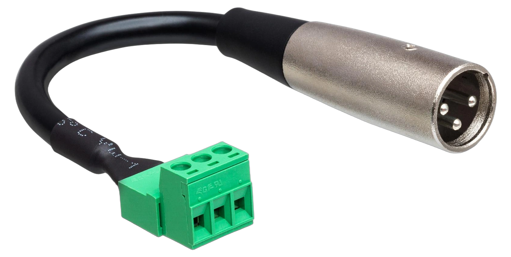 Hosa PHX-106M Low-voltage Adapter Cable Front View Hosa PHX-106M low-voltage adapter cable with PHX3M to XLR male connectors, 6-inch length