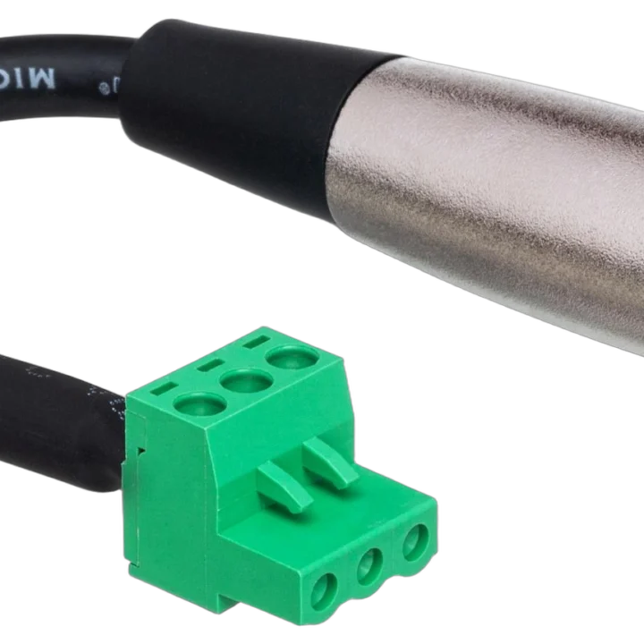 Hosa PHX-206M low-voltage adapter cable with PHX3F to XLR male connectors, 6-inch length